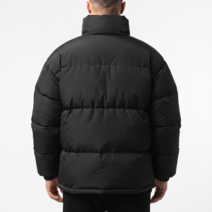 Veste matelassée noire pour homme, col montant, coupe-vent, épaisse et chaude, décontractée, avec fermeture éclair, coupe régulière, vente en gros - Product Image 6
