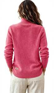 Suéter de Cuello Alto de Mohair Grueso para Hombre, Color Rosa Sólido, de Oneten Apparels - Product Image 2