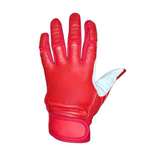 Custom Red <b>White</b> Leather Baseball Batting Gloves Breathable Palm Anti Slip Grip Adjustable Wrist Strap Lightweight Quick-Dry - Product Image 4