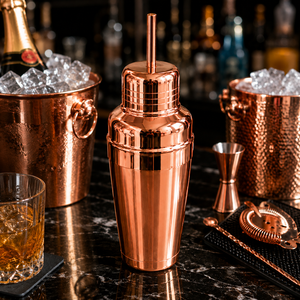 <b>Rose</b> Gold Electroplated Stainless Steel 2-Piece Cocktail Shaker Set 350ml Capacity Dishwasher Safe Classic Style Barware for - Product Image 4