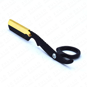 Rasoir de barbier pliant en acier inoxydable à motif feuille personnalisé OEM, rasoir droit à demi-lame pour usage professionnel - Product Image 4