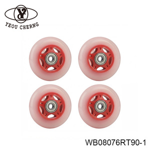 Inline Skate <b>Wheels</b> 90A Hardness Ball Bearing Plastic Red Core WB08076RT90-1 YEOU CHERNG - Product Image 3