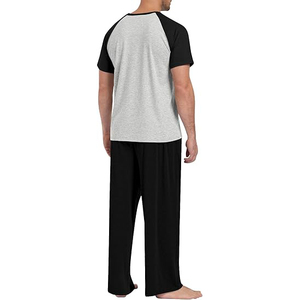 Long Sleeve <b>Men</b> Night Suit Button Front Spread Collar Long Pants <b>Set</b> Drawstring Waist Soft Warm Winter Sleepwear Home - Product Image 3