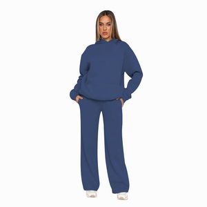 Premium Customized 100% Cotton Fleece Winter Embroidered Streetwear Tracksuits Solid Color Oversized Hoodie <b>Baggy</b> <b>Joggers</b> - Product Image 4