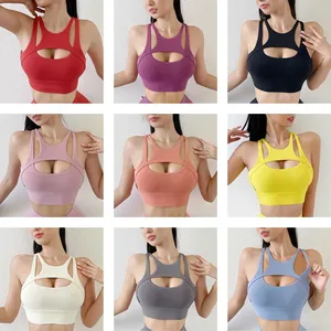 Soutien-gorge de sport sans coutures à maintien élevé, tricoté, respirant, antichoc, à fort impact, pour la course et le fitness, pour femmes - Product Image 5