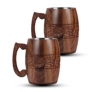 Chope à bière artisanale en bois avec doublure intérieure en acier inoxydable, style vintage rustique, anti-fuite, sans BPA, cadeau personnalisé gravé - Product Image 3