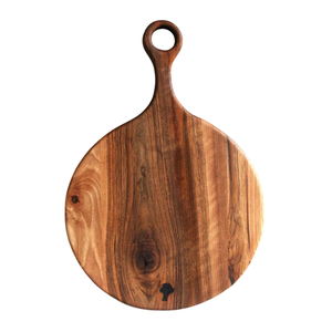 Tabla de cortar redonda creativa de bambú con asa, tabla de cocina de madera maciza para alimentos, bandeja para servir pizza, pan y frutas - Product Image 5