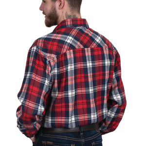 Custom Men's Retro Autumn Winter Plaid Shirt Polyester Long Sleeved Button Smart Casual Thick Black <b>White</b> <b>Flannel</b> Shirt - Product Image 3