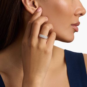 แหวนทองคำขาว 14K ประดับเพชรแล็บโกรว์หลายแถว - Product Image 2