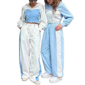 Conjunto de Sudaderas Cortas con Cremallera Personalizadas para Mujer, de Algodón de Alta Calidad, Dos Piezas, Ropa de Mujer, Sudadera con Bloques de Color, Conjuntos Deportivos 2026 - Product Image 1