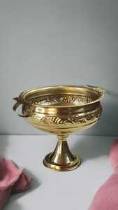 Gold Plated Metal Urli Bowl Round Embossed Candle Holder Polished Decorative <b>Lantern</b> for Wedding Home Decor - Product Image 4