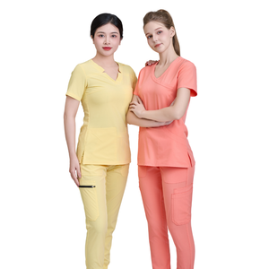 Uniformes médicos de lona de rayón/poliéster/spandex de VN SUPPLIERS, el mono de salón de belleza más cómodo para mujer, ropa de hospital. - Product Image 5