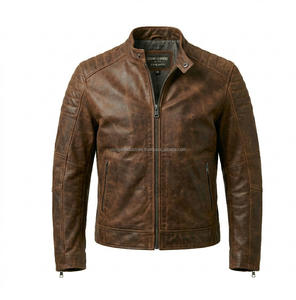 Chaqueta Bomber de Cuero Ligera Vintage para Hombre, Diseño Nuevo OEM, Logotipo Frontal, Resistente al Viento e Impermeable, Forro de Algodón - Product Image 4