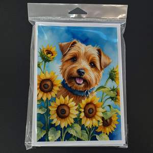 Whimsical Norfolk Terrier in Sunflowers A7 <b>Greeting</b> <b>Cards</b> Pack of 8 Blank <b>Note</b> <b>Cards</b> with Envelopes Size 5x7 - Product Image 3