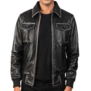 Fabricant professionnel de vestes d'hiver en cuir véritable pour hommes, vestes en cuir sur mesure de haute qualité pour hommes, prix de gros. - Product Image 1
