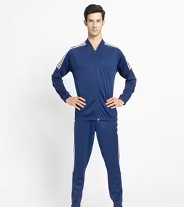 Ensemble de survêtement décontracté bleu marine pour homme, sweat-shirt à col rond et pantalon de survêtement, 100% polyester, respirant, tricoté, vêtements d'automne - Product Image 2