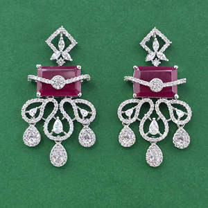 Pendientes Clásicos de Circonia Cúbica con Baño de Rodio, Nueva Moda Popular 443956 - Product Image 6