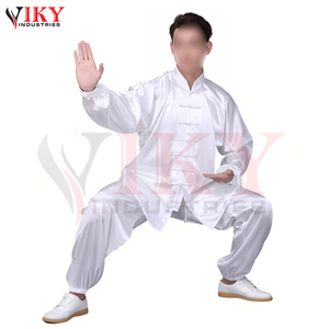 Tenues d'entraînement et de performance en satin blanc pur pour hommes, uniformes de Tai Chi personnalisés avec logo, vente en gros 2026 - Product Image 4
