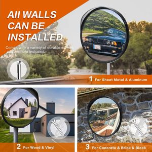 Specchio di Sicurezza Convesso da 12 Pollici con Visione Chiara e Staffa di Fissaggio Regolabile per Uso Interno ed Esterno - Product Image 3