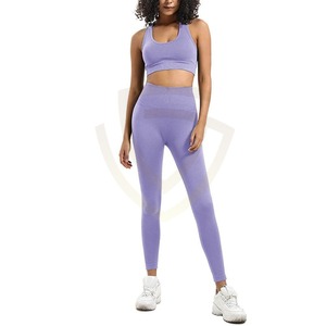 ชุดโยคะดีไซน์ใหม่ล่าสุดสำหรับผู้หญิง ราคาประหยัด พร้อมสีและขนาดที่ปรับแต่งได้ ชุดบราและเลกกิ้งสำหรับผู้หญิง - Product Image 1