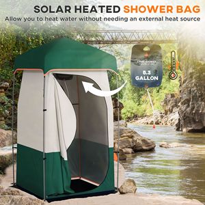 Portable Green <b>Camping</b> Shower Tent with Solar Shower Bag Removable Floor Carrying Bag Provides Privacy and Convenience - Product Image 4