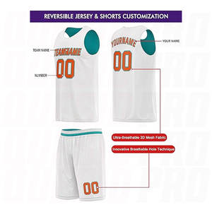 Uniforme de basket-ball personnalisé cyan et orange pour hommes, maillot et short professionnels sublimés respirants à séchage rapide pour adultes - Product Image 2