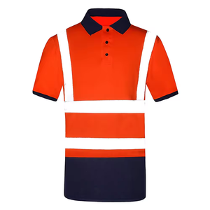 เสื้อโปโลสะท้อนแสงสำหรับผู้ชาย ผ้าโพลีเอสเตอร์ สีเขียวมะนาว-กรมท่า แบบมีแถบสี  สำหรับงานรักษาความปลอดภัยและงานอุตสาหกรรม - Product Image 2