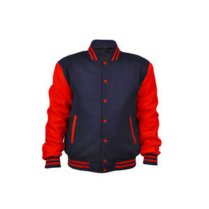 เสื้อแจ็คเก็ตวาร์ซิตี้สีแดงกรมท่าสำหรับผู้ชาย ทรงปกติ ปกคอพับ สวมใส่สบายๆ ในฤดูใบไม้ร่วง ผลิตจากวัสดุโพลีเอสเตอร์ผสมผ้าฝ้าย - Product Image 1