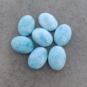 Larimar naturel AAA+ de qualité supérieure, taille ovale 10 mm, dos plat, cabochon calibré, pierre précieuse polie en vrac pour bijoux - Product Image 1