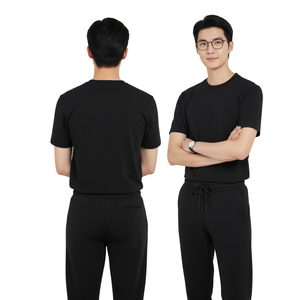 Conjunto Médico Unisex de Manga Corta y Pantalones Jogger, Tela Elástica Transpirable de Spandex/Algodón, Uniforme de Hospital para Doctores y Enfermeras - Product Image 1
