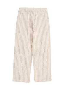 Pantalon plissé large pour femme en coton à rayures fines brodé – Vente en gros, OEM, ODM, personnalisé, décontracté - Product Image 3