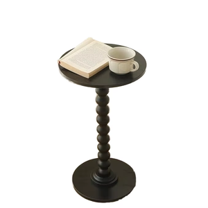 Modern Black Bobbin Side <b>Table</b> <b>Round</b> <b>Wooden</b> Pedestal Drink <b>Table</b> for Living Room Nordic home furniture - Product Image 2