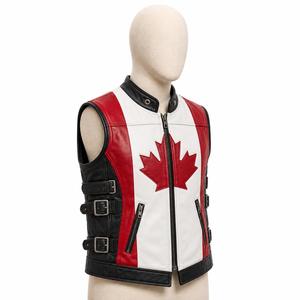 Gilet d'été en cuir véritable pour homme, sans manches, boutonné, avec ceinture, vêtement d'extérieur décontracté, style streetwear - Product Image 3
