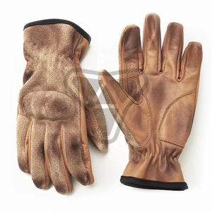 Guantes largos de moto de cuero completo con protección rígida en los nudillos para hombres, guantes de carreras de cuero para motociclistas. - Product Image 1