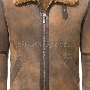 Men <b>Sheepskin</b> Leather <b>Jacket</b> Real Sherpa Style Winter Leather Fashion Shearling <b>Jacket</b> For Boys New Brown Design - Product Image 3