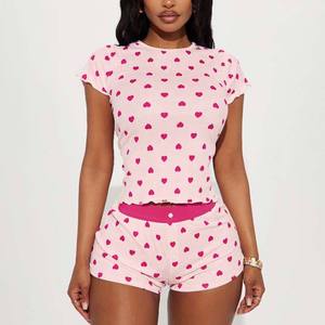 OEM Wholesale Women's Spandex/Polyester Casual Knee 2-Piece Knit Sweatshirt Short Sets Regular Fit Pullover Crew - Product Image 2