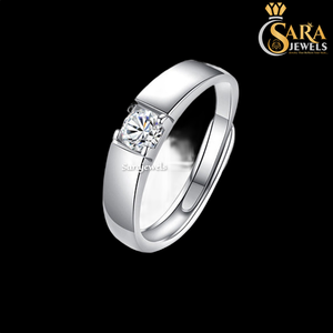 Anillo de compromiso de diamantes redondos de acero inoxidable chapado en rodio para mujer, estilo clásico, el más vendido, para bodas y fiestas, en venta. - Product Image 1