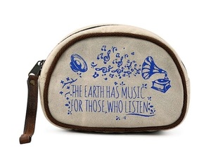 Mini sac en toile avec broderie, citation musicale, style vintage, fermeture à glissière, sangle de transport, sac pour femme toutes saisons - Product Image 1