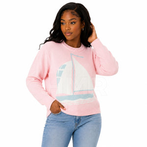 Pull en tricot rose HMR Sorority Sisterhood pour femme, col rond, manches longues, coupe classique, épaisseur standard, motif - Product Image 3