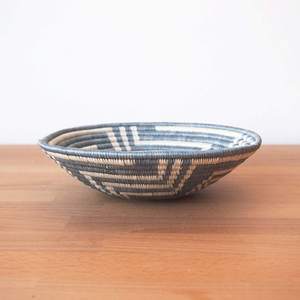 Small African Kigembe Rwanda <b>Basket</b> Handwoven Sisal Sweetgrass Decorative Bowl in Blue Rustic Woven Catchall <b>Basket</b> - Product Image 4