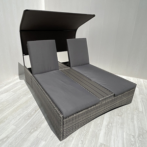 DS00076 Modern 8mm Grey Flat Wicker Steel Frame <b>Sun</b> <b>Lounger</b> Polyester <b>Cushion</b> Powder Coated Outdoor/Courtyard Villa Hotel Use - Product Image 2