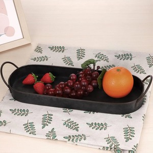 Bandeja Decorativa Ovalada de Metal con Asas, Estilo Industrial, Acabado Envejecido, Paquete Individual - Product Image 2