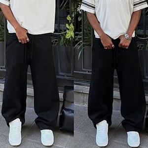 Pantalon large sport pour femme, style vintage, patchwork rayé contrastant, double ceinture, coupe incurvée, pantalon baggy - Product Image 2