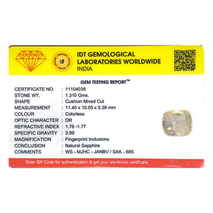Loose 6.55 Carat Oval Cut White Sapphire Gemstone for Fine Jewelry 10x12mm - Product Image 4