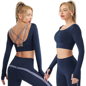 Conjunto Deportivo de Yoga y Pilates para Mujer, Marca Famosa, Diseño Sólido a Rayas, Transpirable, Elástico, Sin Costuras, con Textura Acanalada, Leggings para Gimnasio - Product Image 5