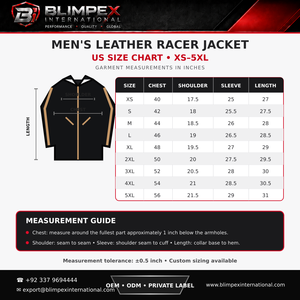 เสื้อแจ็คเก็ตมอเตอร์ไซค์หนังแท้สั่งทำพิเศษสำหรับผู้ชายจาก BlimpeX International พร้อมแถบสีแทน คอตั้ง ปิดด้วยซิป สไตล์นักขี่มอเตอร์ไซค์ - Product Image 6