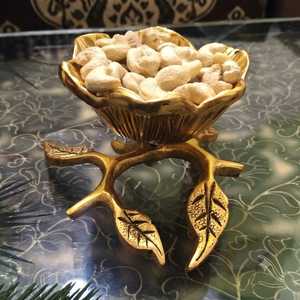 Tazón de Metal con Forma de Flor, Pulido, Ligero, No Tóxico, Ecológico, Tallado a Mano, Decorativo, Moderno, Dorado, para Fiestas - Product Image 2
