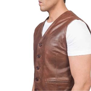 Chaleco de Cuero Marrón para Hombre, Chaqueta Clásica sin Mangas, Prenda Exterior Elegante, Perfecta para Uso Casual y Aventuras al Aire Libre - Product Image 3