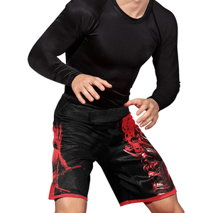 Men's Black MMA <b>Shorts</b> Red Samurai And Skull Print Quick Dry Mixed Martial Arts Fight Wear Regular Fit Practice <b>Grappling</b> <b>Shorts</b> - Product Image 6