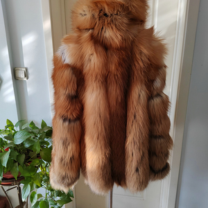 Real fox Fur <b>Long</b> Style Hooded Fur Coat <b>Men's</b> Coat - Product Image 4